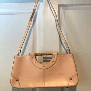 Claudia Firenze Leather Handbag Bamboo Handles
